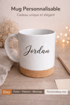 Mug en céramique à personnalisé avec base en liège