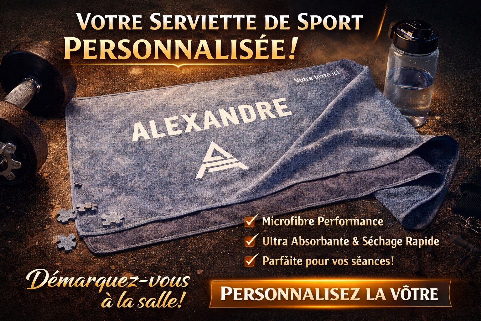 Serviette de sport en microfibre à personnalisé