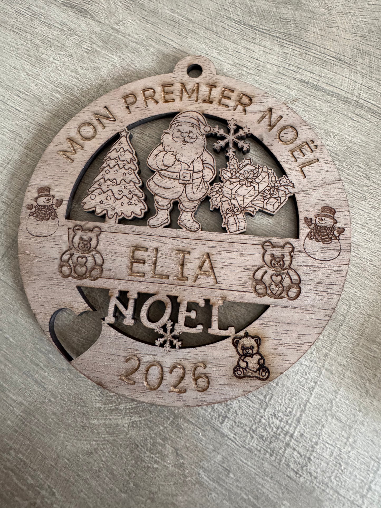 🎄 Boule de Noël personnalisée en bois – « Mon Premier Noël » 🎄 création artisanale