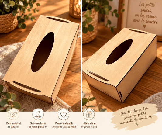 🪵 Boîte à mouchoirs en bois – Découpe et gravure laser 🪵 - Undersun Design