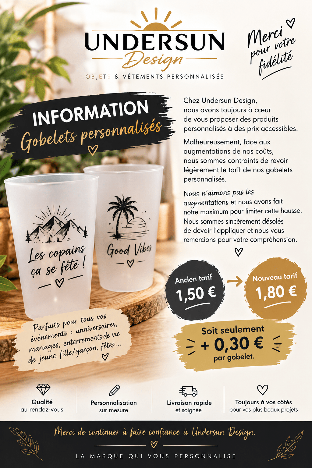 Gobelet à personnalisé - Undersun Design
