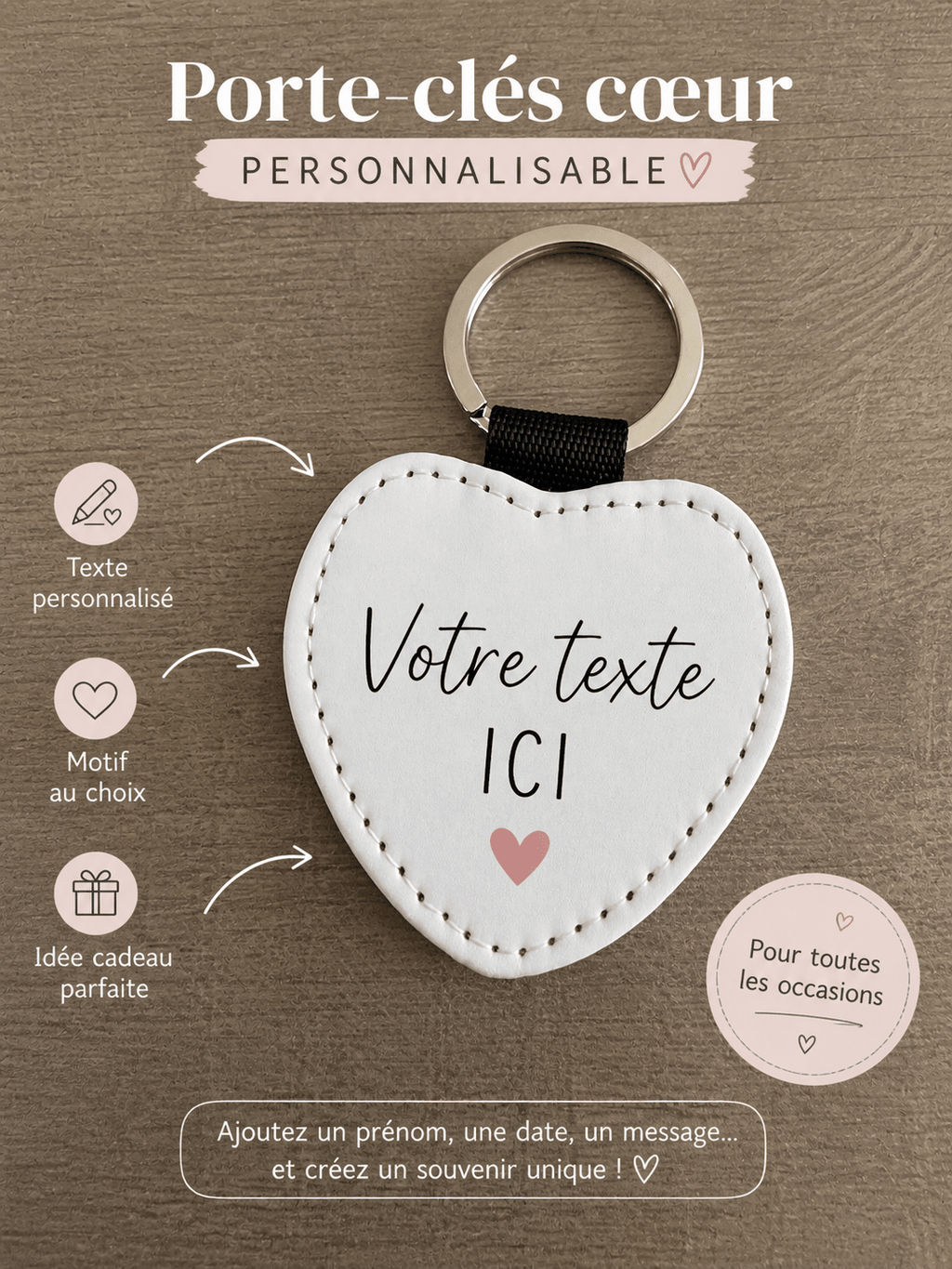 Porte - clés cœur personnalisé - Undersun Design